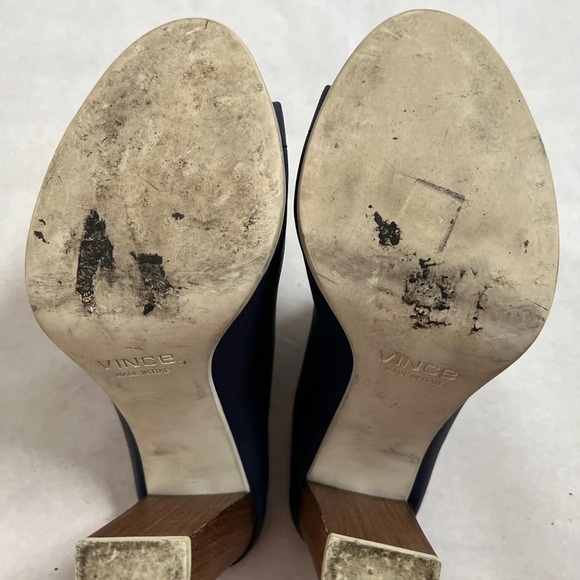 VINCE PEEP TOE ANKLE BOOT SLIP ON WOMENS 9 US M BLUE HIGH HEEL EUC - Picture 6 of 8